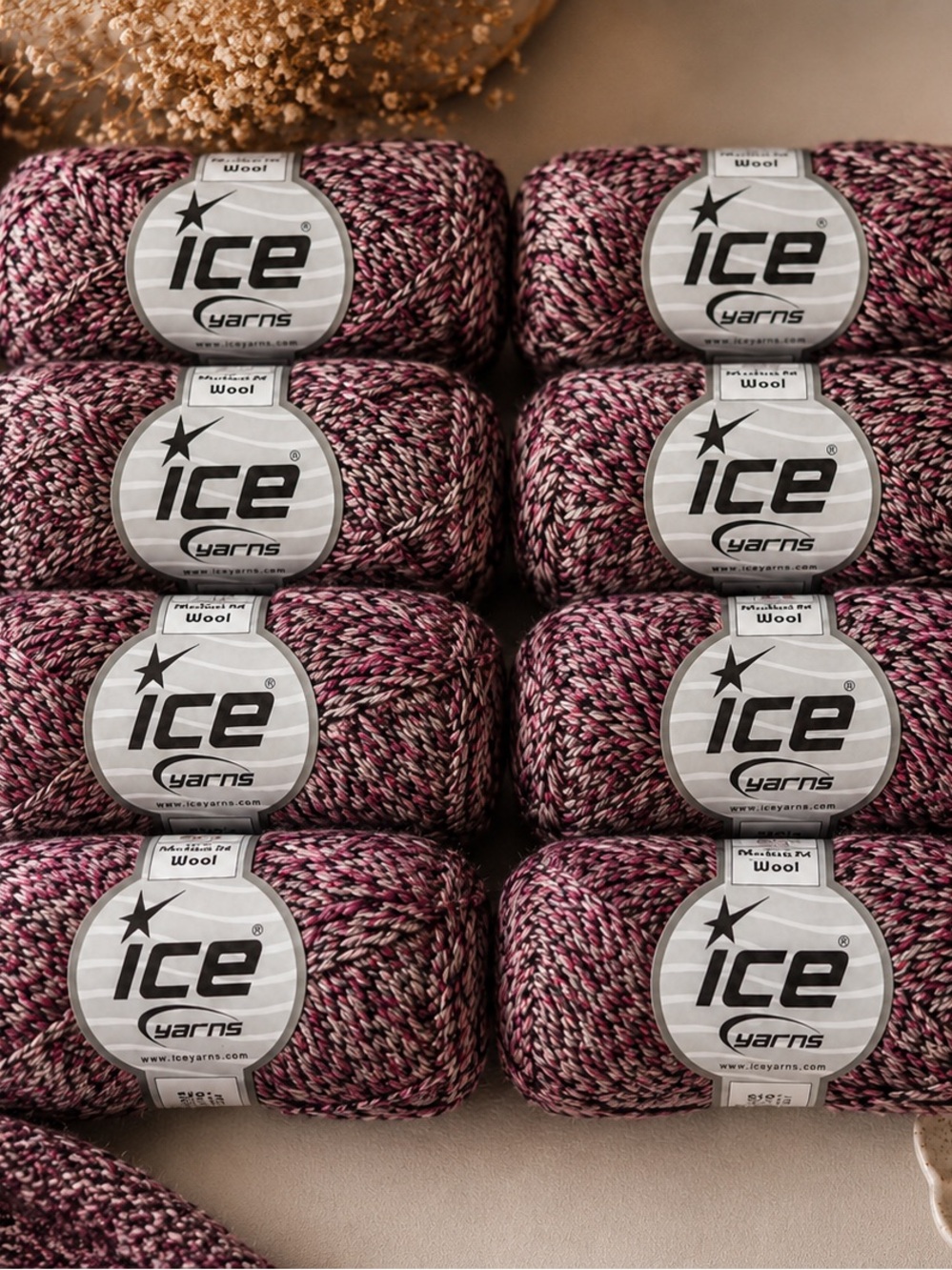Ice Yarns Lot 8 Pink Gray Black Marled Yarn Soft Knitting Crochet Color #44368